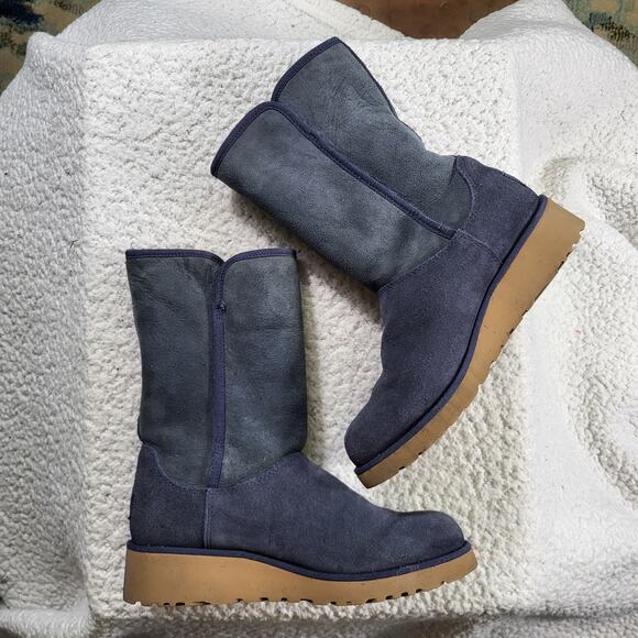 UGG Amie Wedge Boot navy blue bootie women's bootie SIZE 6 - Picture 2 of 7